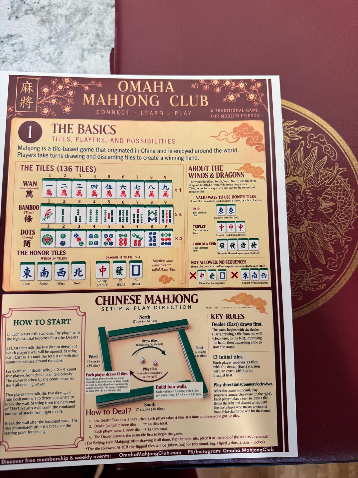 Omaha Mahjong Club Special Beginner Mahjong Handbook. Omaha Mahjong Club Special Beginner Mahjong Handbook

Your Complete Guide to Chinese Mahjong — Four Famous Regional Rule Variations in One Handbook!

New to Chinese Mahjong? This beginne