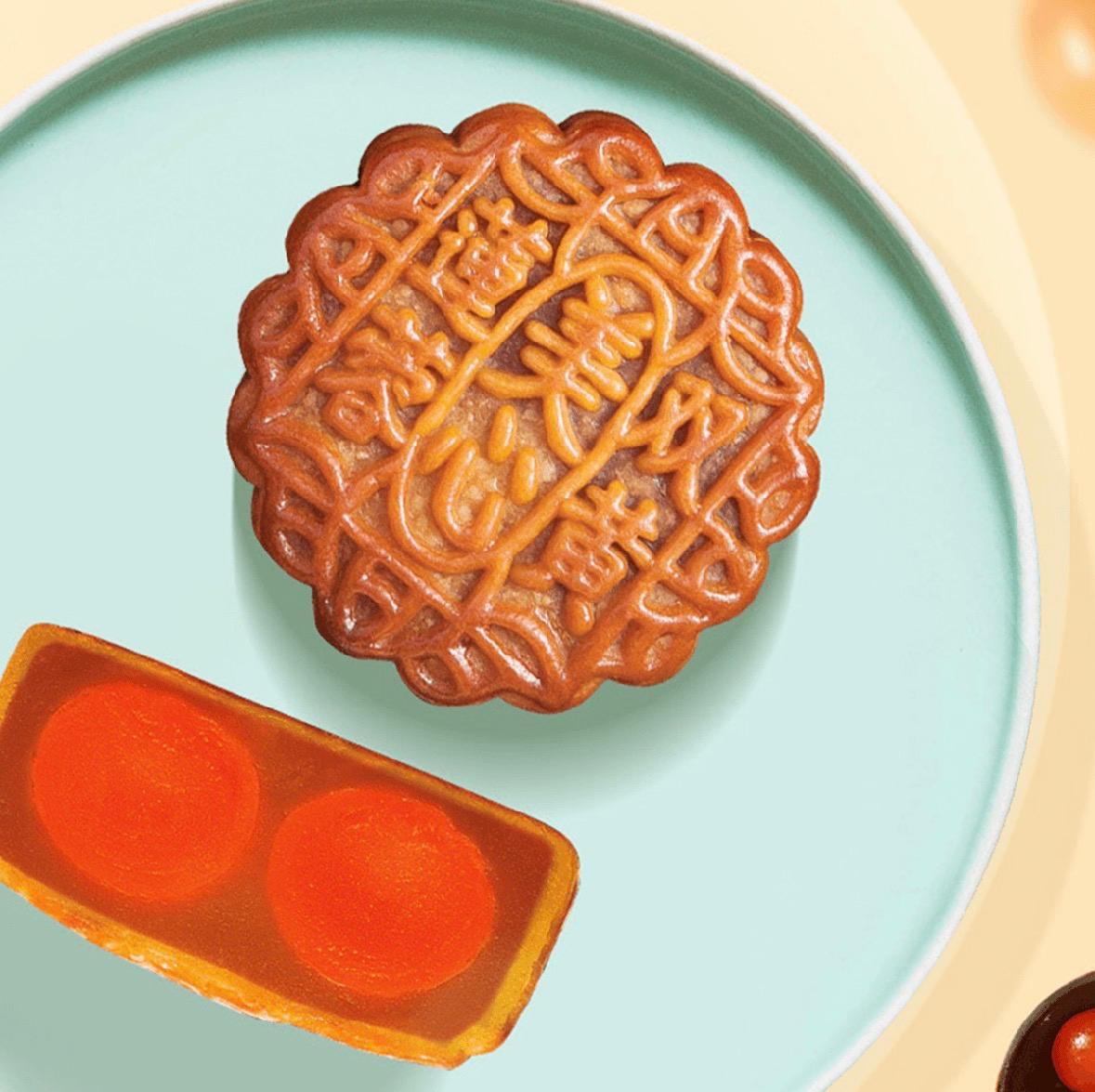 The classic lotus seed and double salted egg yolk, moon cake from Hong Kong’ most famous maker